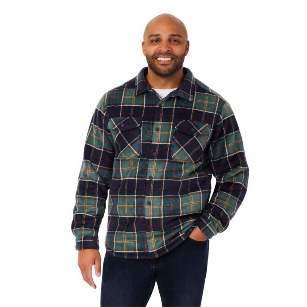 Member's Mark Men's Sherpa Lined Shacket - Green and Blue